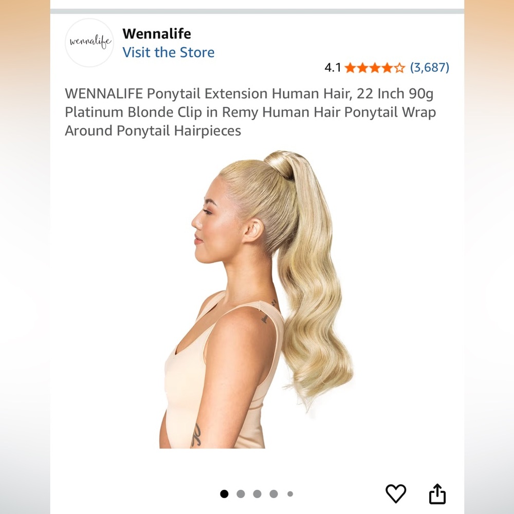 Wennalife Platinum Blonde Remy Hair Ponytail Extension